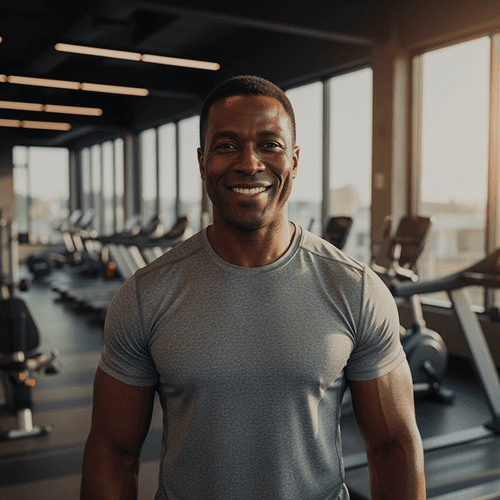 Man smiling in a gym