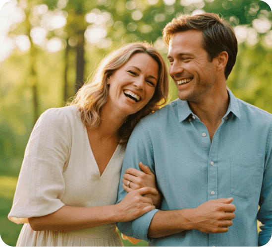Couple smiling together